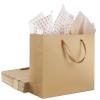 12 Pack Kraft Paper Bags, Large Gift Bags with Tissue Paper, Brown Paper Gift Bags with Ribbon Handles for Shopping, Small Business, Bridal Party, Wedding, Christmas and Holiday (12.5 x4.5 x11)
