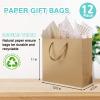 12 Pack Kraft Paper Bags, Large Gift Bags with Tissue Paper, Brown Paper Gift Bags with Ribbon Handles for Shopping, Small Business, Bridal Party, Wedding, Christmas and Holiday (12.5 x4.5 x11) view 2