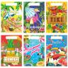 Perthlin 150 Pieces Luau Hawaiian Gift Bags for Kids Summer Tropical Party Favor Hawaiian Goodie Aloha Flamingo Plastic Treat Bags with Handles for Summer Goody Gift Party Supplies, 6 Styles view 1
