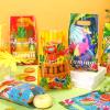 Perthlin 150 Pieces Luau Hawaiian Gift Bags for Kids Summer Tropical Party Favor Hawaiian Goodie Aloha Flamingo Plastic Treat Bags with Handles for Summer Goody Gift Party Supplies, 6 Styles view 4