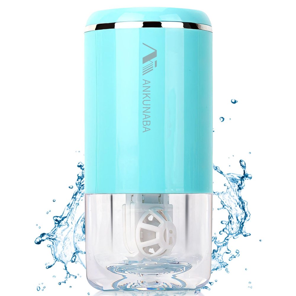 ANKUNABA Contact Lens Cleaner, Portable Soft Contact Lens Cleaning Machine with USB Charger, Automatic Vibration Contact Lenses Cleaner Case for Traveling (Blue)