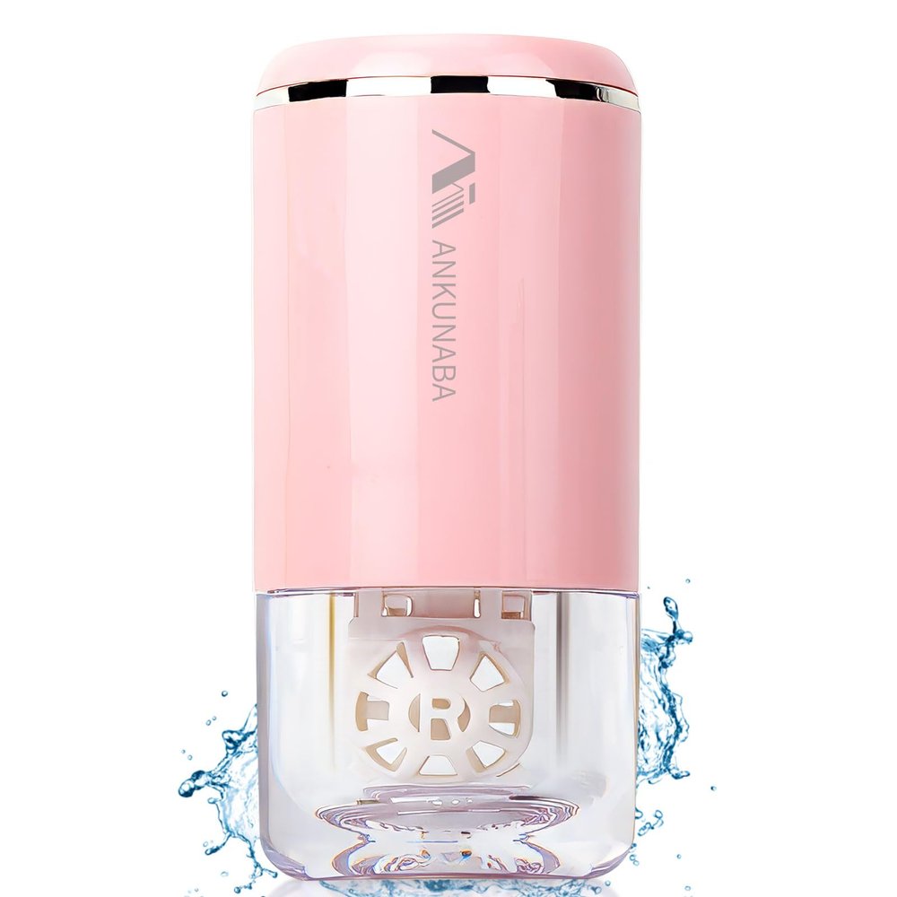 ANKUNABA Contact Lens Cleaner, Portable Soft Contact Lens Cleaning Machine with USB Charger, Automatic Vibration Contact Lenses Cleaner Case for Traveling (Pink)