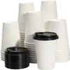 RACETOP Paper Coffee Cups with Lids, Disposable Coffee Cups with Lids, Hot Drink Paper Cups 16 oz, Ideal for Beverage| Tea (White), Extra Large view 1