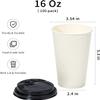 RACETOP Paper Coffee Cups with Lids, Disposable Coffee Cups with Lids, Hot Drink Paper Cups 16 oz, Ideal for Beverage| Tea (White), Extra Large view 3
