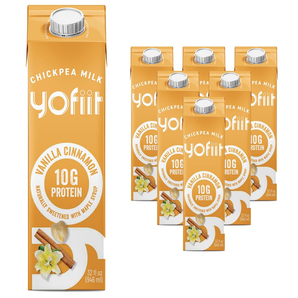 Yofiit Vanilla Cinnamon Plant Based Milk with Pea Protein and Flax - More Protein than Almond Milk - Non Dairy Coffee Creamer, Vegan & Shelf Stable | 10g Protein - 6 Pack
