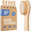 VIVAGO Bamboo Toothbrushes Medium Bristles 10 Pack - BPA Free Medium Bristles Toothbrushes for Adults - Eco-Friendly, Natural Wooden Toothbrush view 1