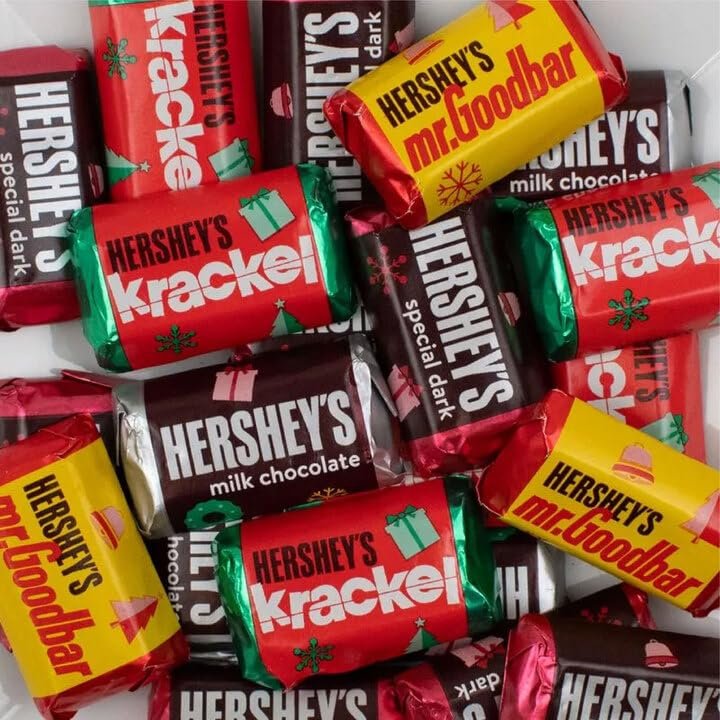 108pcs Bulk Christmas Candy Hershey Miniatures Chocolate (2lbs - approx 108 pcs)