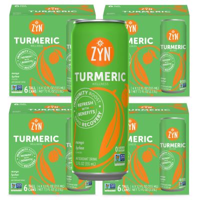 ZYN Turmeric Wellness Drink (24 Pack), Mango Lychee Flavored Turmeric Curcumin with Black Pepper, No Added Sugar, Low Carb & Low Calorie, Clean Alternative