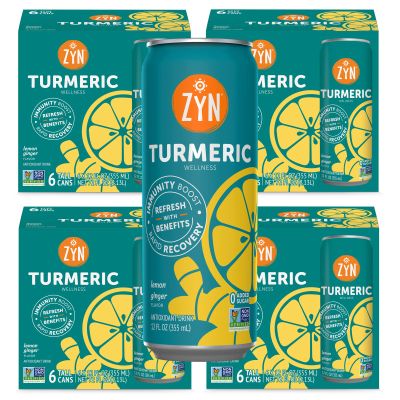 ZYN Turmeric Wellness Drink (24 Pack), Lemon Ginger Flavored Turmeric Curcumin with Black Pepper, No Added Sugar, Low Carb & Low Calorie, Clean Alternative