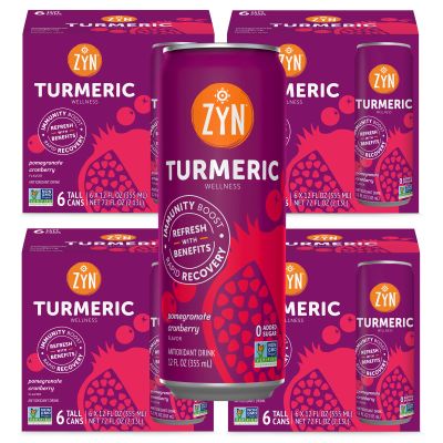 ZYN Turmeric Wellness Drink (24 Pack), Pomegranate Cranberry Flavored Turmeric Curcumin Drink with Black Pepper, No Added Sugar, Low Carb & Low Calorie Drink, Clean Alternative