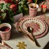 Coterie Paisley Paper Cups (Set of 10) - Red and Green Floral Fancy Cups for Christmas, Holidays, Bridal Showers, and More - Winter Floral Party Supplies | 9oz view 4
