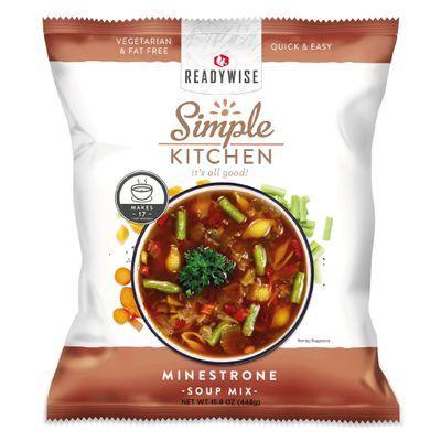 READYWISE - Simple Kitchen, Minestrone Soup Mix, 17 Servings, MRE, Vegetarian, Food, Soup Mix, for Events, Hiking, Emergency Food Supply, Camping Essentials, or Daily Use, 1 Pack