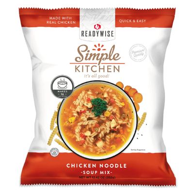 READYWISE - Simple Kitchen, Chicken Noodle Soup, 16 Servings, MRE, Food, Soup Mix, for Events, Hiking, Emergency Food Supply, Camping Essentials, or Daily Use, 1 Pack