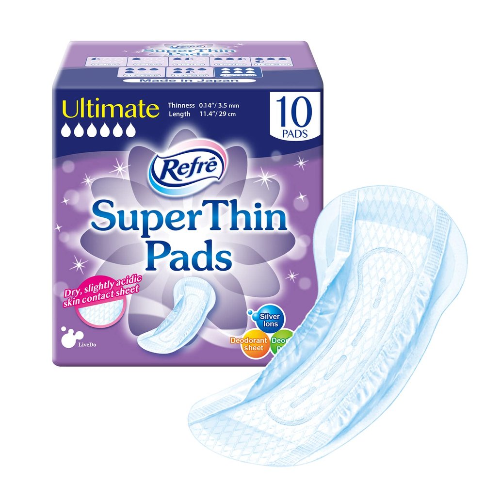 Refr SuperThin Pads Ultimate (300cc) - Unisex Disposable Bladder Control Pads - Ultra Absorbent & Odor Eliminating Adhesive Underwear Pads for Incontinence - Thinness 0.14" - Length 11.4" - 10 Ct