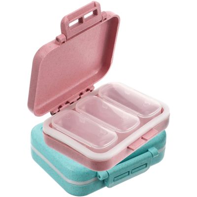 2pcs Portable Sealed Medicine Organizer Compartments Travel Storage Case for Pills Vitamins and Small Items Lightweight Design for Wallets and Backpacks