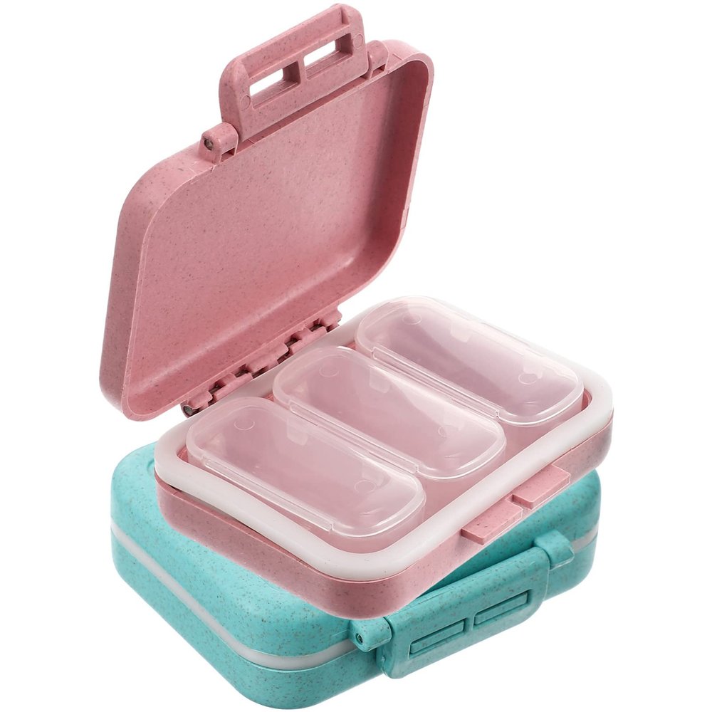 2pcs Portable Sealed Medicine Organizer Compartments Travel Storage Case for Pills Vitamins and Small Items Lightweight Design for Wallets and Backpacks