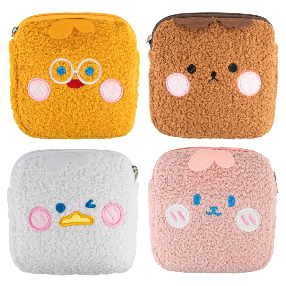 Bisanzoya Sanitary Napkin Storage Bag 4PCS Menstrual Cup Pouch, Portable Period Bag for Women Girls Feminine Menstruation First Period Bag Padded Zipper Pouch Mini Cosmetic Bag for Purse