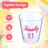 Nuogo 100 Pcs 21st Birthday Shot Glass Finally 21 Plastic Shot Glass Cups 21st Birthday Gift, Celebrate Twenty One, Decorations, Party Supplies(Finally 21) view 3