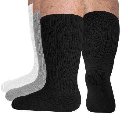 NOVAYARD Extra Wide Diabetic Socks for Men, Non-Binding Loose Fit Hospital Socks 3 Pairs