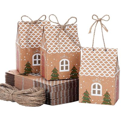 KUYYFDS Christmas Party Gift Box Christmas Kraft Candy Box Christmas Gift Bag Christmas Party Decorations Paper Box 50 Pieces Christmas Gift Boxes