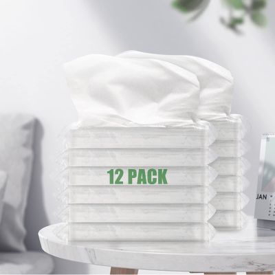 Car Tissue Facial Napkin Refills, Disposable Facial Tissues, Face Towel, Tissues Travel Size Pack For Purse, 12 Packets, 600 Sheets