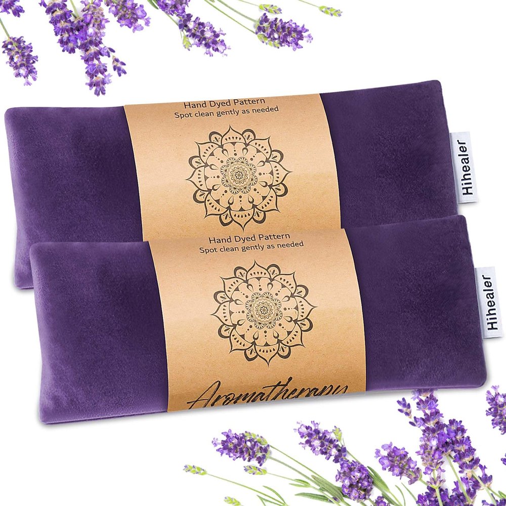 Weighted Eye Mask for Sleep, Yoga, Meditation, Lavender Eye Pillow Heated for Headache, Sinus, Dry Eyes Relief, Moist Heat Mask Purple Relaxation Gifts for Women (Purple)