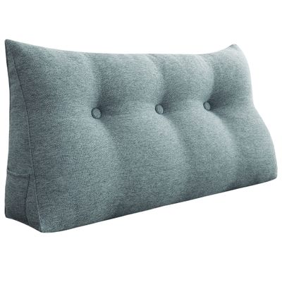 8 lbs Thickened Twin Headboard Pillow Wedge College Dorm Bed Pillow for Backrest Reading Triangular Pillow with Side Pocket for Sitting in Bed, Dorm Bedding Essentials for Girls & Boys Gray