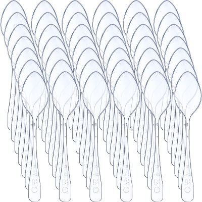Nuogo 500 Pcs Clear Mini Spoons for Desserts 3.7 Inch Small Plastic Disposable Spoons Bulk Tiny Serving Utensils for Cake, Sample, Ice Cream, Appetizer, Pudding
