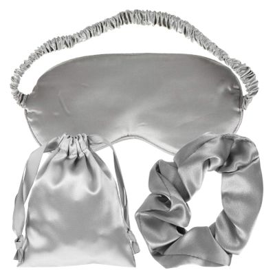 3pcs Silk Eye Mask Headband and Storage Bag for Travel and Sleep Comfortable Sleeping Mask for Light Sensitivity for Home Office Go Use