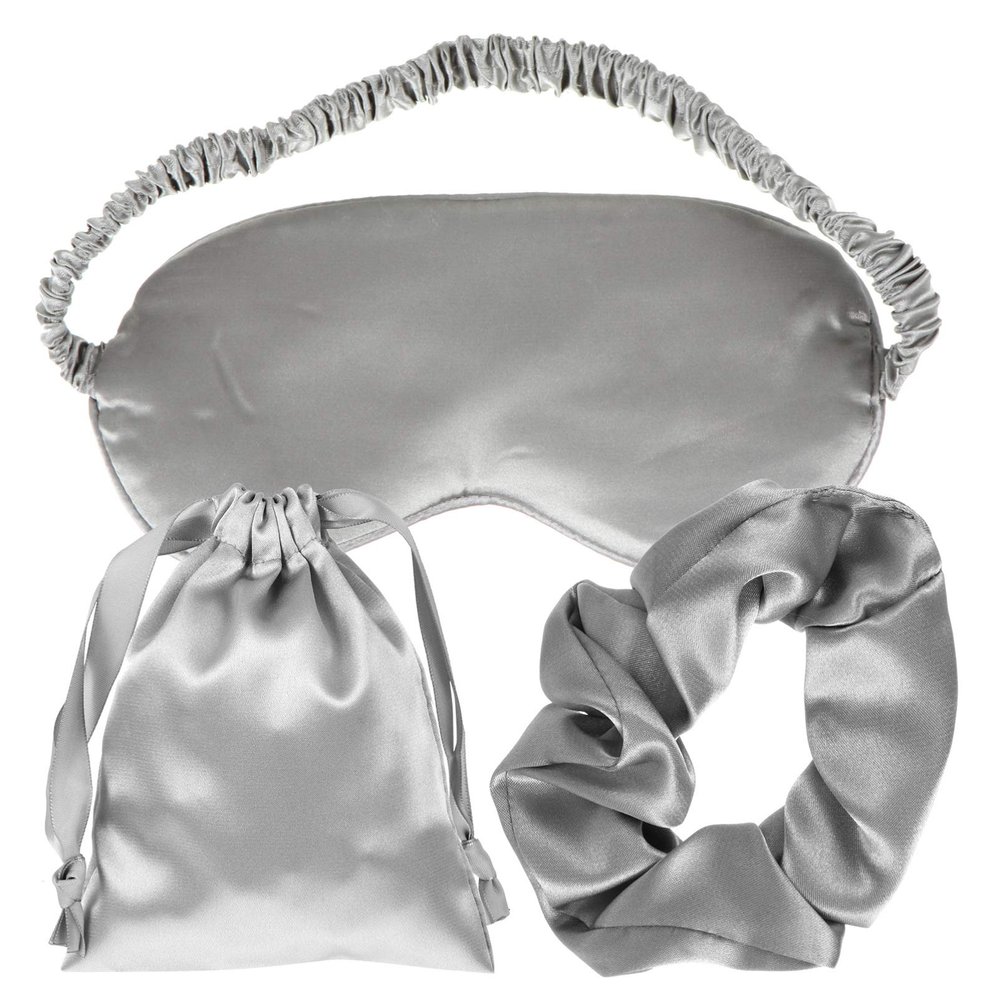 3pcs Silk Eye Mask Headband and Storage Bag for Travel and Sleep Comfortable Sleeping Mask for Light Sensitivity for Home Office Go Use