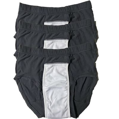 3-Pack Mens Incontinence Underwear Briefs Regular Absorbency Reusable Washable Urinary Incontinence Pants (Grey, X-Large)