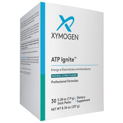 XYMOGEN ATP Ignite Revitalizing Energy Drink Powder - Supports Electrolyte Replacement + ATP Biosynthesis with Antioxidants, Aminos, Vitamins, Electrolytes + 95mg Caffeine (30 Citrus Stick Packs)