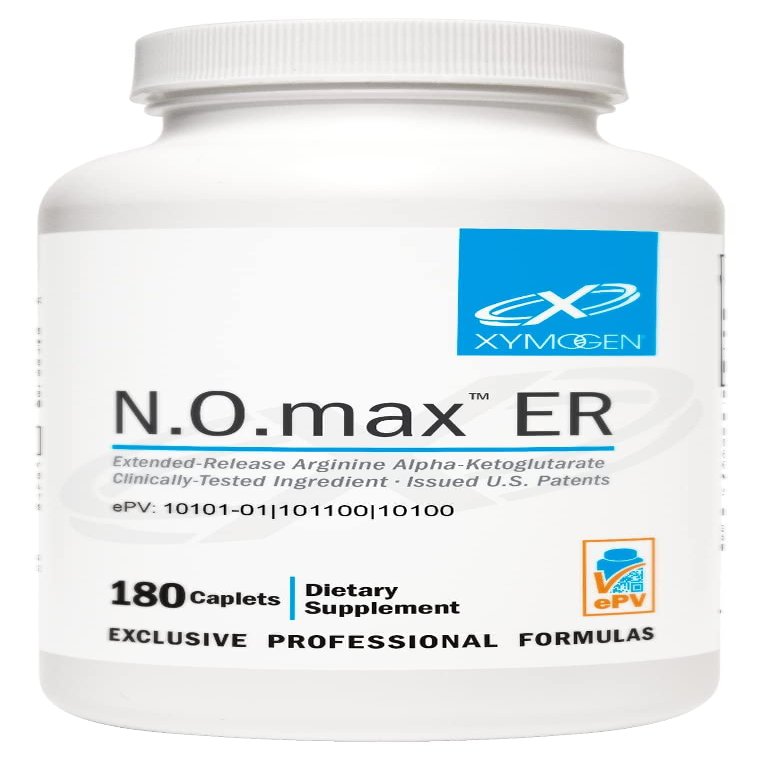 XYMOGEN N.O.max ER - Extended-Release Nitric Oxide Precursor Arginine Alpha-Ketoglutarate to Support Cardiovascular Health - Optimizes Muscle Function + Adaptation to Exercise (180 Caplets)