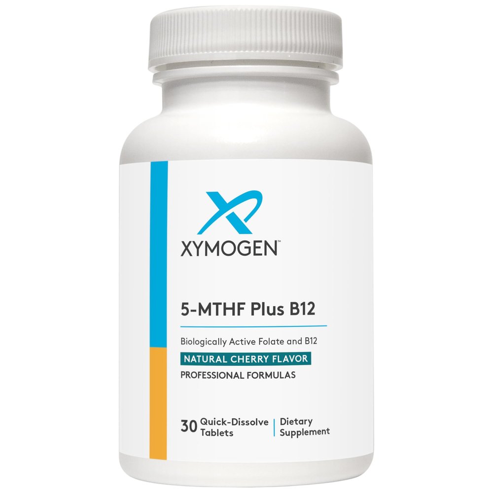 XYMOGEN 5-MTHF Plus B12 - Biologically Active L Methylfolate Supplement - Support Methylation & Nervous System Health - Great-Tasting Cherry Flavor (30 Quick-Dissolve Tablets)