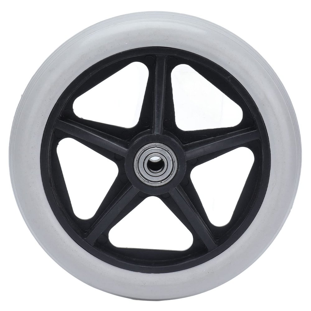 6in 5 Hole Solid Wheel, PU Wheelchair Rollator Caster Hub Replacement 608ZZ Metal Bearing for Wheelchairs, Rollators, Walkers