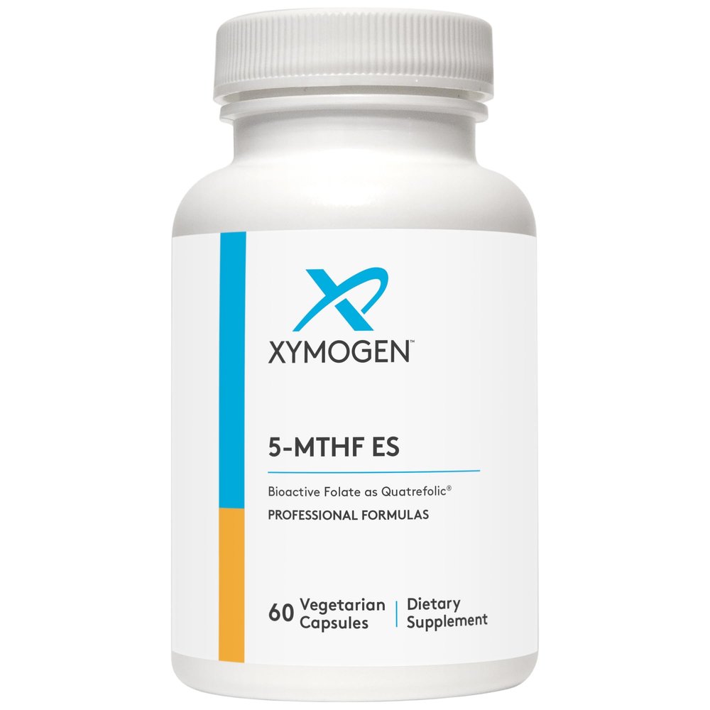 XYMOGEN 5-MTHF ES - 17,000 mcg DFE - Bioactive Folate Supplement as Quatrefolic - Mood, Cardiovascular + Methylation Support - Vitamin B Methyl Folate as L Methylfolate (60 Capsules)