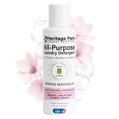 Heritage Park Luxury Laundry Detergent | Dermatologist Tested Plant based Natural & Enzyme Laundry Detergent | Sensitive Skin Friendly - Spring Magnolia (4 fl oz Trial Size)