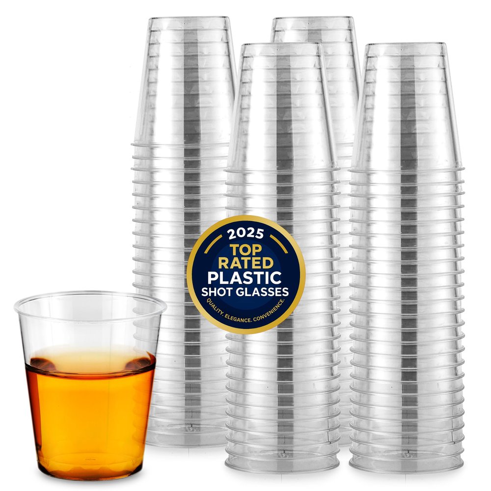 Stock Your Home 1.5 oz Shot Glasses - 500 Mini Plastic Shot Glasses (1.5oz) Clear Disposable Cups for Jello Shots, Wine Tasting, Liquor, Whiskey, Pudding, Sample Cup for Halloween and Elegant Parties