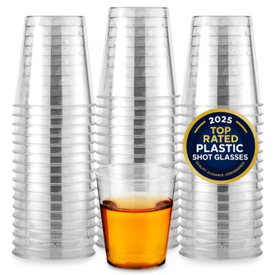 Stock Your Home 250 Mini Plastic Shot Glasses (1.5oz) Clear Disposable Cups for Jello Shots, Wine Tasting, Liquor, Whiskey, Pudding, Sample Cup for Halloween and Elegant Parties