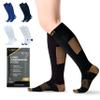 CopperJoint Copper Compression Socks for Women & Men, Knee High Support Socks, Easy On Wide Calf Fit, Breathable Comfort for Work, Travel and Everyday Wear, 1 Pair, 2X-Large, Black and Tan view 1