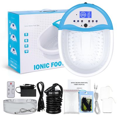 LeCuag Ionic Foot Bath Detox Machine, Foot Spa Machine for Home Use - Foot Bath Soak Tub with Heating Belt, Auto Countdown Timer & Includes 100 Disposable Ion Cleaning Liners