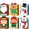 Funrous 18 Pack 36 Pack Christmas Gift Bags 6 Designs Christmas Kraft Paper Bags Xmas Treat Goodie Favors with Handles for Winter Holiday Snacks Gift Party Supplies, 8.6 x 6.3 x 3.2 Inch view 1