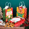 Funrous 18 Pack 36 Pack Christmas Gift Bags 6 Designs Christmas Kraft Paper Bags Xmas Treat Goodie Favors with Handles for Winter Holiday Snacks Gift Party Supplies, 8.6 x 6.3 x 3.2 Inch view 3