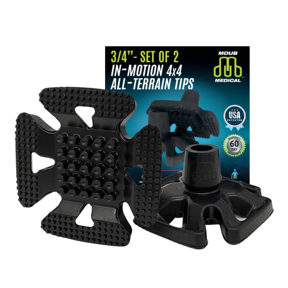 MDUB Medical All Terrain Tips - Heavy Duty Design & Sturdy Cane or Crutch Tips - Sand, Snow, Dirt, and Rain Tip - 3/4" | 2 Pack
