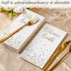 200 Pcs Disposable Napkins Welcome Guests Napkins Hand Towels for Bathroom Elegant Towels for Powder Room Holiday Anniversary Wedding Birthday Party Baby Bridal Shower Decorative Towel(Silver) view 4