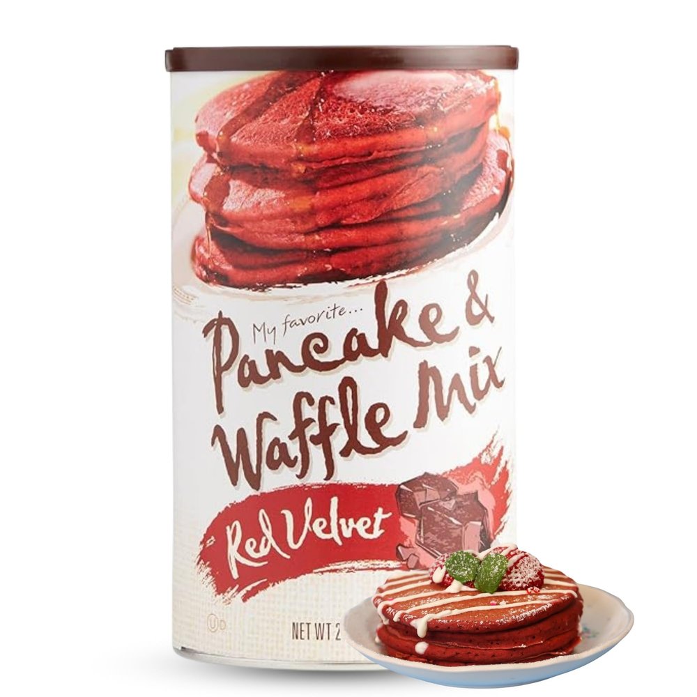 My Favorite Red Velvet Pancake and Waffle Mix for Breakfast Food - Easy Pancakes Mix Breakfast Delight for Waffle Maker - Pancake Waffles Ready to Eat - Waffle Pancake Mix Homemade Goodness (24 Oz)
