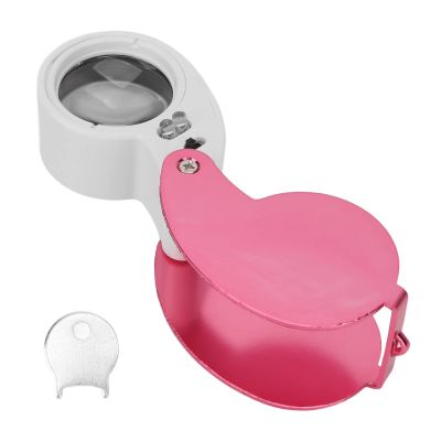 40X Magnifier Loupe LED Lights, Portable Handheld Magnifying Glass for Jewelers Loupe, Magnifying Glass with Light (Pink)