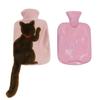 1 Liter Rubber Hot Water Bottle with Soft Plush Fleece Cover, Cute Cat Water Bag Hot and Cold Therapy for Cramps Pain Relief view 1