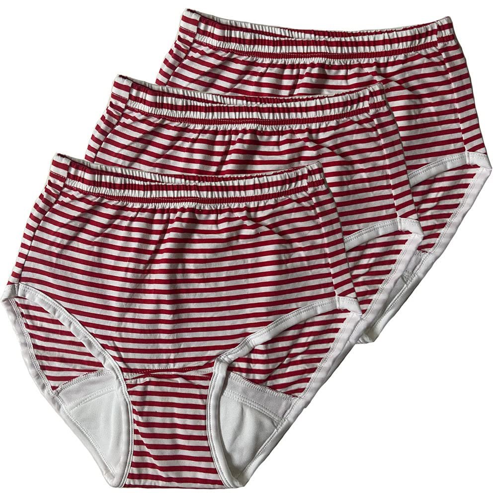 3-Pack Womens Incontinence Underwear Regular Absorbency Reusable Washable Urinary Incontinence Briefs (Red, Large)