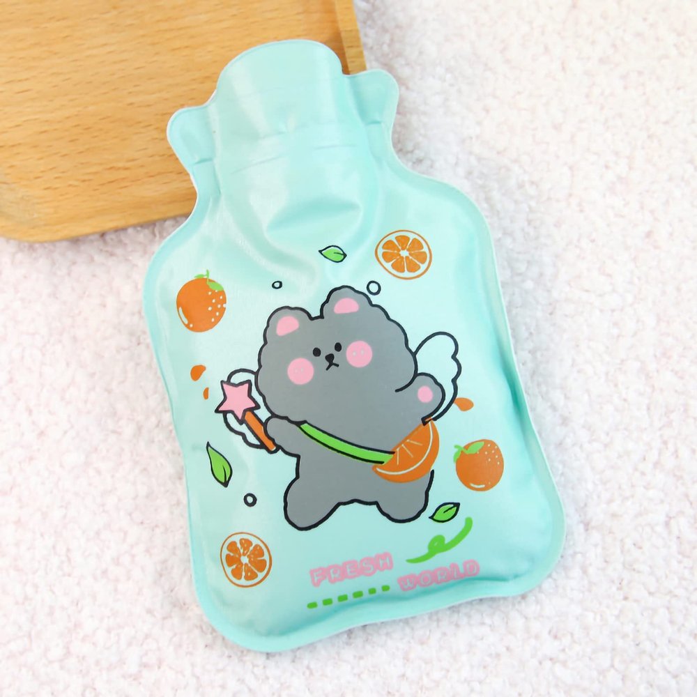 150ml Mini Hand Warmer Hot Water Bottle Cute Cartoon Thickened Multifunctional for Winter Pain Relie (Orange Bear) , Hot Water Bag with Cover , Hot Water Bag with Cover , 150ml Mini Hand War